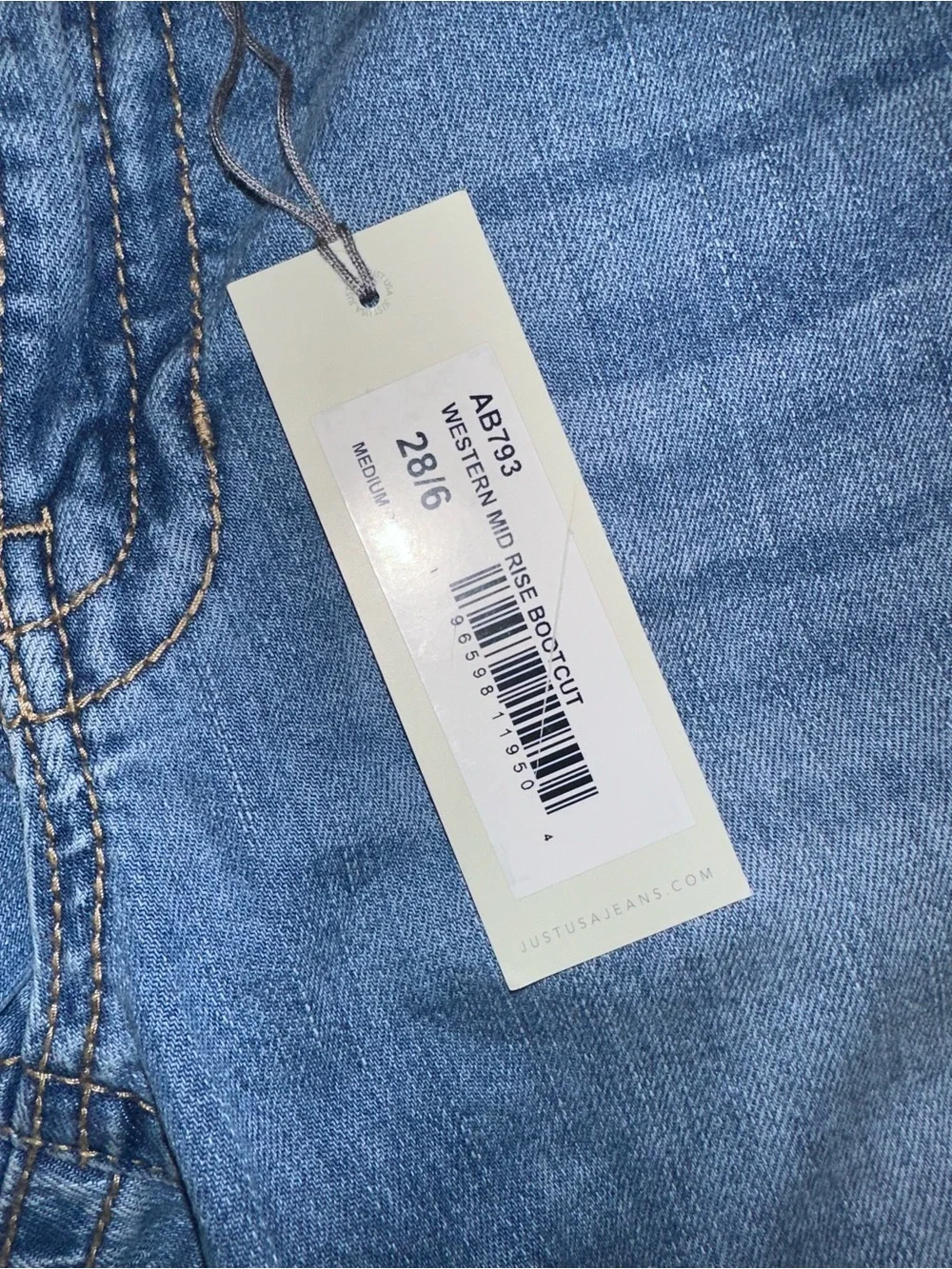 Just USA Light Blue Western Mid Rise Bootcut Jeans - NWT 28/6 - Picture 5 of 5